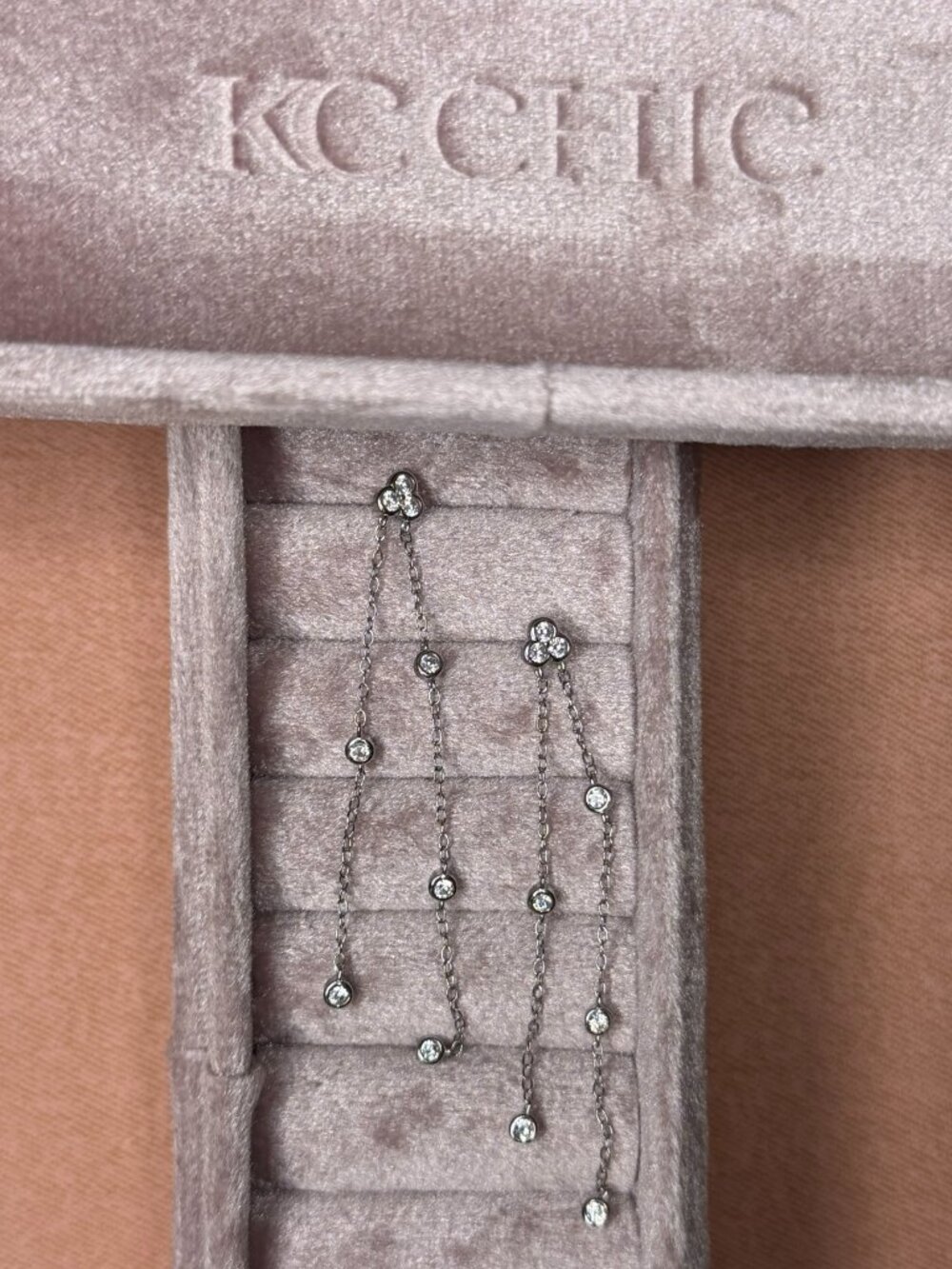 KC Chic Waterfall Moissanite Drop .925 Sterling Silver Beveled Earrings